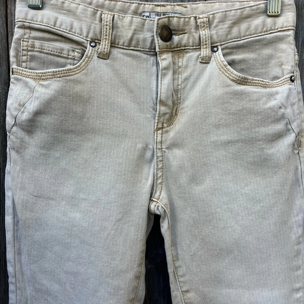 Free People Herringbone Cream Women Jeans
